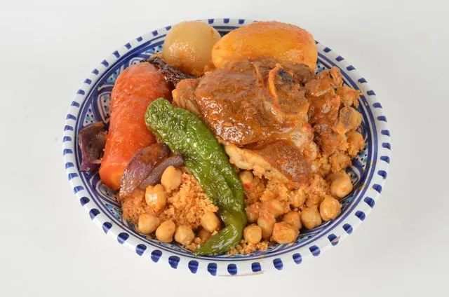 Typical couscous with lamb and vegetables