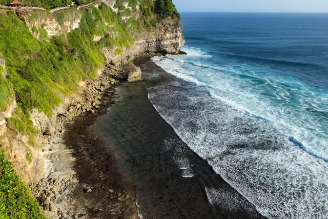 The Bukit's limestone cliffs and surf at Uluwatu from above