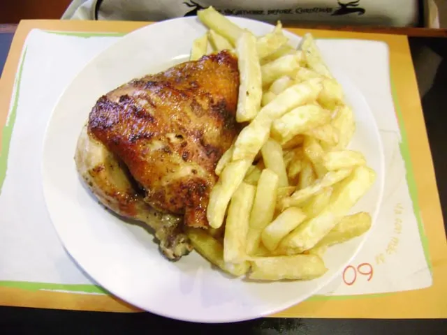 Peruvian roast chicken with fries