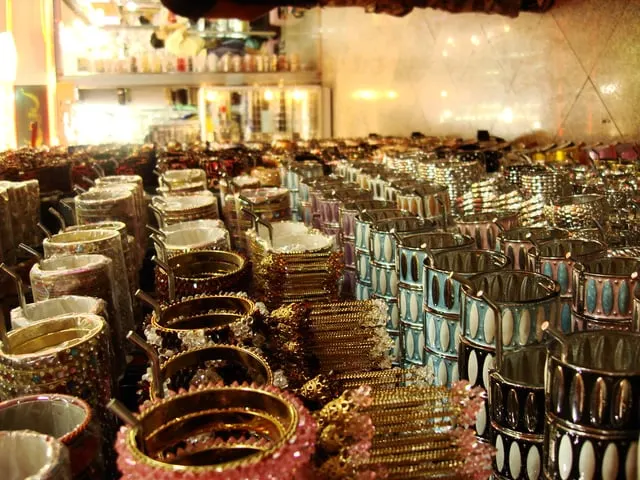 A stall of gold bangles on Sampeng Lane