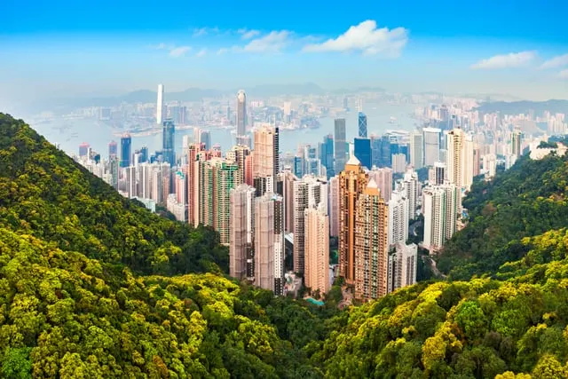 Photo: saiko3p / Shutterstock Aerial panorama of the Hong Kong skyline and Victoria Harbour