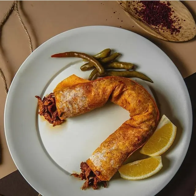 Typical tantuni, a beef wrap sold as street food in Istanbul