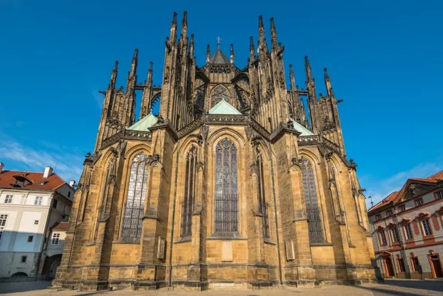 St Vitus Cathedral's Gothic east end, deep blue sky