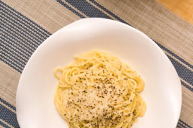 Typical cacio e pepe with home-made tonnarelli