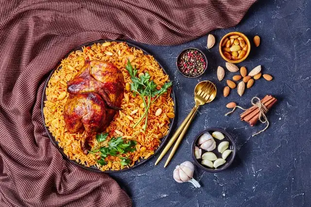 Typical spiced chicken with rice